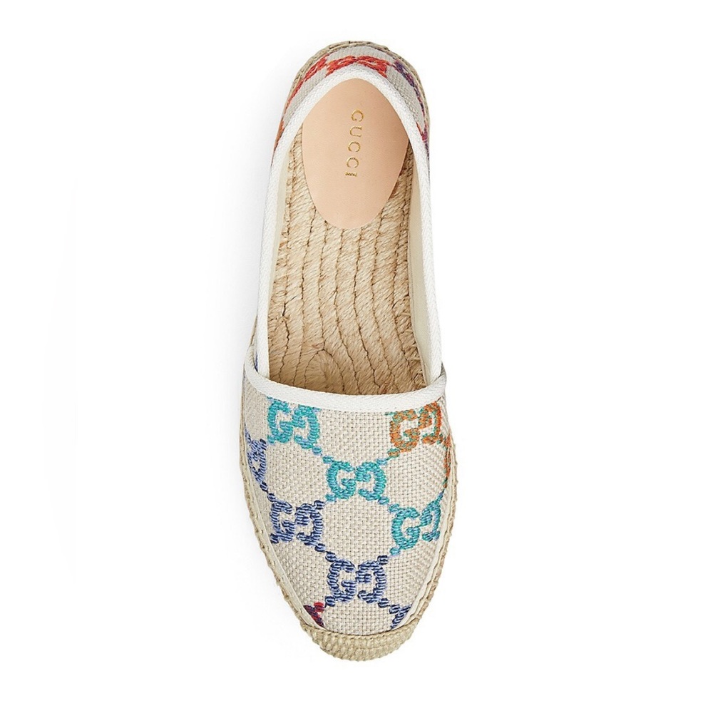 Gorgeous & Authentic GUCCI Logo Printed Canvas Espadrilles Size 38 (Will trade!) - Picture 2 of 16